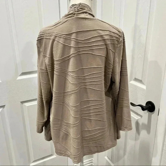 Zac & Rachel beige open front Jacket neutral lightweight textured fabric - Picture 3 of 5